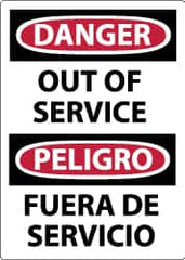 NMC - "Danger - Out of Service", 14" Long x 10" Wide, Aluminum Safety Sign - Rectangle, 0.04" Thick, Use for Accident Prevention - Americas Industrial Supply