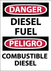 NMC - "Danger - Diesel Fuel", 14" Long x 10" Wide, Aluminum Safety Sign - Rectangle, 0.04" Thick, Use for Hazardous Materials - Americas Industrial Supply