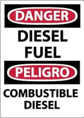 NMC - "Danger - Diesel Fuel", 14" Long x 10" Wide, Pressure-Sensitive Vinyl Safety Sign - Rectangle, 0.004" Thick, Use for Hazardous Materials - Americas Industrial Supply