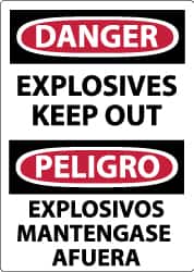 NMC - "Danger - Explosives - Keep Out", 14" Long x 10" Wide, Pressure-Sensitive Vinyl Safety Sign - Rectangle, 0.004" Thick, Use for Accident Prevention - Americas Industrial Supply