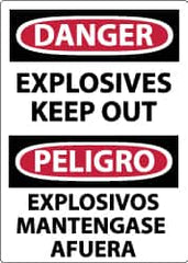 NMC - "Danger - Explosives - Keep Out", 14" Long x 10" Wide, Rigid Plastic Safety Sign - Rectangle, 0.05" Thick, Use for Accident Prevention - Americas Industrial Supply