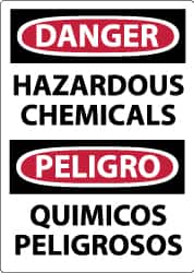 NMC - "Danger - Hazardous Chemicals", 14" Long x 10" Wide, Rigid Plastic Safety Sign - Rectangle, 0.05" Thick, Use for Hazardous Materials - Americas Industrial Supply
