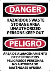 NMC - "Danger - Hazardous Waste Storage Area - Unauthorized Persons Keep Out", 14" Long x 10" Wide, Aluminum Safety Sign - Rectangle, 0.04" Thick, Use for Hazardous Materials - Americas Industrial Supply
