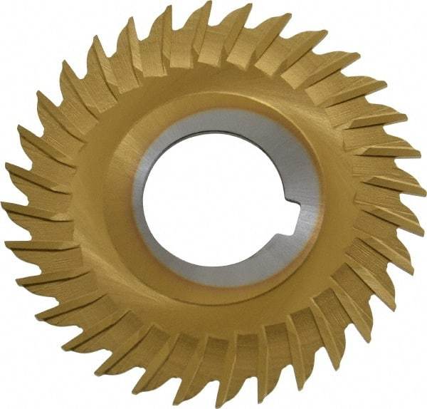 Made in USA - 3" Blade Diam x 1/16" Blade Thickness, 1" Hole, 32 Teeth, Cobalt Side Chip Saw - Straight Tooth, Arbor Connection, Right Hand Cut, TiN, with Keyway - Americas Industrial Supply