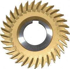 Made in USA - 3" Blade Diam x 1/8" Blade Thickness, 1" Hole, 32 Teeth, Cobalt Side Chip Saw - Straight Tooth, Arbor Connection, Right Hand Cut, TiN, with Keyway - Americas Industrial Supply