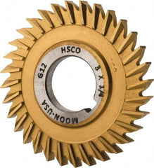 Made in USA - 3" Blade Diam x 1/4" Blade Thickness, 1" Hole, 32 Teeth, Cobalt Side Chip Saw - Straight Tooth, Arbor Connection, Right Hand Cut, TiN, with Keyway - Americas Industrial Supply