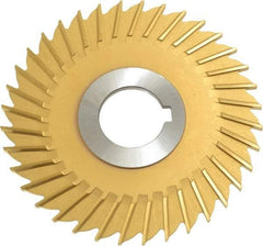 Made in USA - 4" Blade Diam x 1/8" Blade Thickness, 1" Hole, 36 Teeth, Cobalt Side Chip Saw - Straight Tooth, Arbor Connection, Right Hand Cut, TiN, with Keyway - Americas Industrial Supply