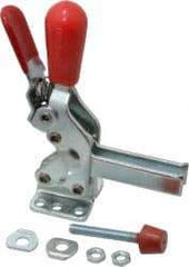 De-Sta-Co - 600 Lb Holding Capacity, Vertical Handle, Manual Hold Down Toggle Clamp - 66° Handle Movement, 75° Bar Opening, U-Bar, Flanged Base, Electro-Plated Zinc, Carbon Steel - Americas Industrial Supply