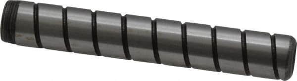 Jergens - 5/16" Diam x 2" Pin Length Alloy Steel Grooved Dowel Pin - C 47-58 & C 60-64 (Surface) Hardness, 1 Beveled & 1 Threaded End - Americas Industrial Supply