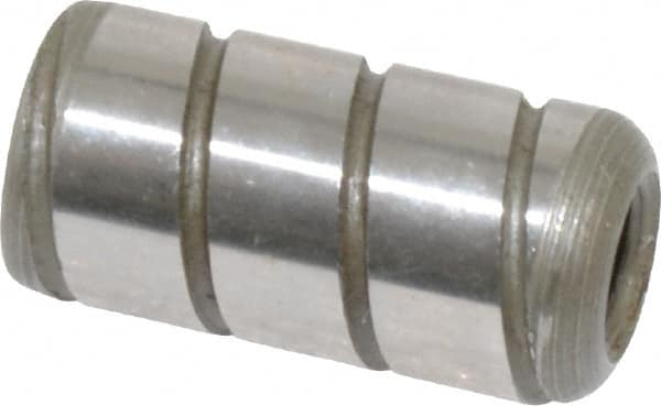 Jergens - 3/8" Diam x 3/4" Pin Length Alloy Steel Grooved Dowel Pin - C 47-58 & C 60-64 (Surface) Hardness, 1 Beveled & 1 Threaded End - Americas Industrial Supply