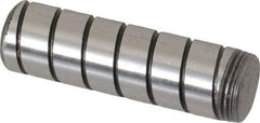 Jergens - 7/16" Diam x 1-1/2" Pin Length Alloy Steel Grooved Dowel Pin - C 47-58 & C 60-64 (Surface) Hardness, 1 Beveled & 1 Threaded End - Americas Industrial Supply