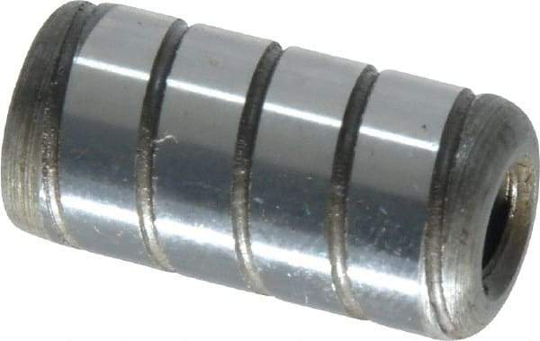 Jergens - 1/2" Diam x 1" Pin Length Alloy Steel Grooved Dowel Pin - C 47-58 & C 60-64 (Surface) Hardness, 1 Beveled & 1 Threaded End - Americas Industrial Supply