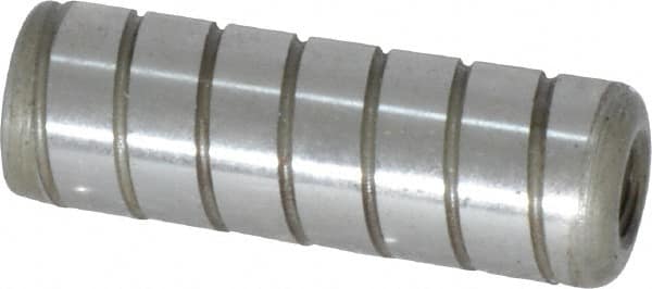 Jergens - 1/2" Diam x 1-1/2" Pin Length Alloy Steel Grooved Dowel Pin - C 47-58 & C 60-64 (Surface) Hardness, 1 Beveled & 1 Threaded End - Americas Industrial Supply