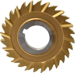 Made in USA - 3" Blade Diam x 1/4" Blade Thickness, 1" Hole, 28 Teeth, Cobalt Side Chip Saw - Staggered Tooth, Arbor Connection, Right Hand Cut, TiN, with Keyway - Americas Industrial Supply