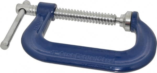Gibraltar - Regular-Duty 4" Max Opening, 3-1/4" Throat Depth, Forged Steel Standard C-Clamp - 6,200 Lb Capacity, 0" Min Opening, Deep Throat - Americas Industrial Supply