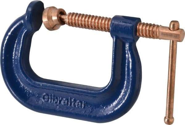 Gibraltar - Regular-Duty 2" Max Opening, 2" Throat Depth, Forged Steel Standard C-Clamp - 3,500 Lb Capacity, 0" Min Opening, Deep Throat, Copper Plated Screw - Americas Industrial Supply