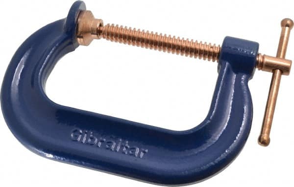Gibraltar - Regular-Duty 3" Max Opening, 2-3/8" Throat Depth, Forged Steel Standard C-Clamp - 3,500 Lb Capacity, 0" Min Opening, Deep Throat, Copper Plated Screw - Americas Industrial Supply