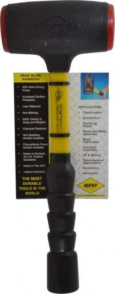 NUPLA - 48 oz Head 2-3/16" Face Diam Urethane Dead Blow Hammer - 14-5/16" OAL, Fiberglass Handle - Americas Industrial Supply