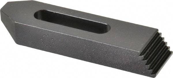 Gibraltar - 5/16, 3/8" Stud, Steel, Serrated Strap Clamp - 1-7/16" Travel, 4" OAL x 1" Wide x 5/8" High, Black Oxide Finish, Tapered Nose - Americas Industrial Supply