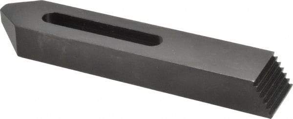 Gibraltar - 5/16, 3/8" Stud, Steel, Serrated Strap Clamp - 2-3/16" Travel, 6" OAL x 1-1/8" Wide x 3/4" High, Black Oxide Finish, Tapered Nose - Americas Industrial Supply