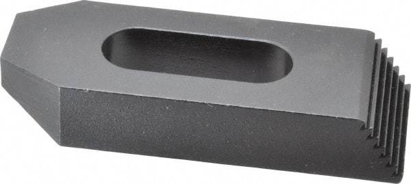 Gibraltar - 5/8" Stud, Steel, Serrated Strap Clamp - 1-3/16" Travel, 4" OAL x 1-1/2" Wide x 3/4" High, Black Oxide Finish, Tapered Nose - Americas Industrial Supply