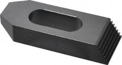 Gibraltar - 3/4" Stud, Steel, Serrated Strap Clamp - 1-1/16" Travel, 4" OAL x 1-1/2" Wide x 3/4" High, Black Oxide Finish, Tapered Nose - Americas Industrial Supply