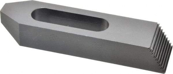 Gibraltar - 3/4" Stud, Steel, Serrated Strap Clamp - 1-15/16" Travel, 6" OAL x 1-1/2" Wide x 1" High, Black Oxide Finish, Tapered Nose - Americas Industrial Supply