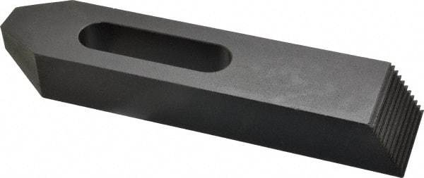 Gibraltar - 3/4" Stud, Steel, Serrated Strap Clamp - 2-3/16" Travel, 8" OAL x 1-3/4" Wide x 1-1/8" High, Black Oxide Finish, Tapered Nose - Americas Industrial Supply