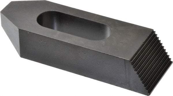 Gibraltar - 7/8, 1" Stud, Steel, Serrated Strap Clamp - 1-11/16" Travel, 6" OAL x 2" Wide x 1-1/4" High, Black Oxide Finish, Tapered Nose - Americas Industrial Supply