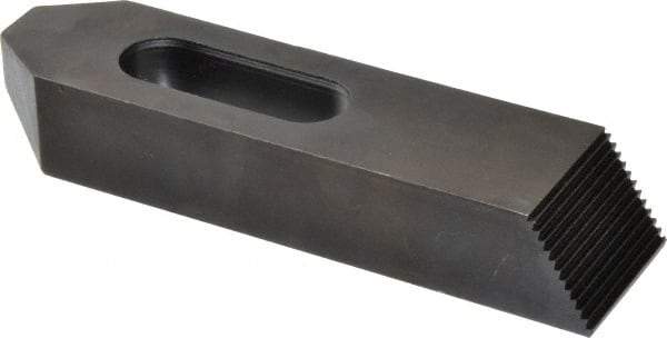 Gibraltar - 7/8, 1" Stud, Steel, Serrated Strap Clamp - 1-15/16" Travel, 8" OAL x 2" Wide x 1-3/8" High, Black Oxide Finish, Tapered Nose - Americas Industrial Supply