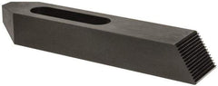 Gibraltar - 7/8, 1" Stud, Steel, Serrated Strap Clamp - 2-15/16" Travel, 10" OAL x 2" Wide x 1-1/2" High, Black Oxide Finish, Tapered Nose - Americas Industrial Supply
