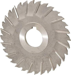 Made in USA - 4" Blade Diam x 5/32" Blade Thickness, 1" Hole, 32 Teeth, Cobalt Side Chip Saw - Staggered Tooth, Arbor Connection, Right Hand Cut, TiN, with Keyway - Americas Industrial Supply