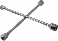 Omega Lift Equipment - 14" Long Cross Shaped Lug Nut Wrench Tire Iron - 11/16, 3/4, 13/16, 7/8" Hex - Americas Industrial Supply