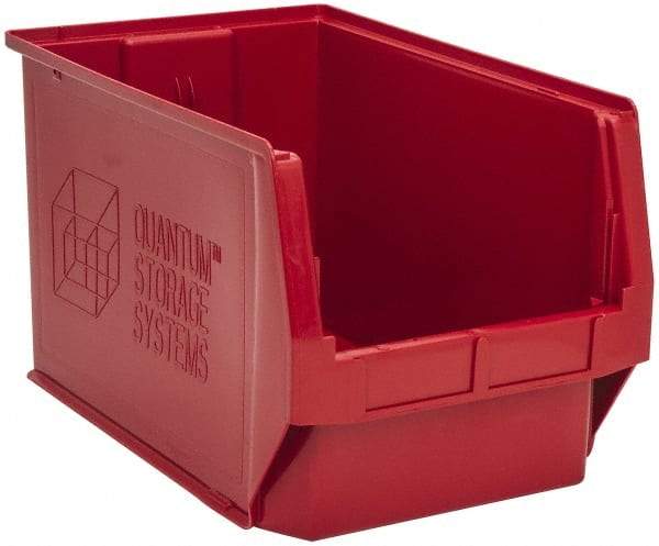 Quantum Storage - 100 Lb. Load Capacity, 19-3/4" Deep, Red Polyethylene Hopper Stacking Bin - 11-7/8" High x 12-3/8" Wide x 19-3/4" Long - Americas Industrial Supply