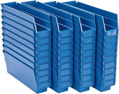Quantum Storage - 50 Lb. Load Capacity, 11-5/8" Deep, Blue Polypropylene Hopper Shelf Bin - 4" High x 2-3/4" Wide x 11-5/8" Long - Americas Industrial Supply
