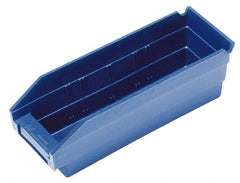Quantum Storage - 50 Lb. Load Capacity, 17-7/8" Deep, Blue Polypropylene Hopper Shelf Bin - 4" High x 4-1/8" Wide x 17-7/8" Long - Americas Industrial Supply