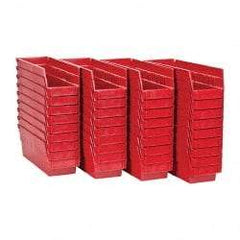Quantum Storage - 50 Lb. Load Capacity, 11-5/8" Deep, Red Polypropylene Hopper Shelf Bin - 4" High x 4-1/8" Wide x 11-5/8" Long - Americas Industrial Supply