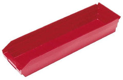 Quantum Storage - 50 Lb. Load Capacity, 17-7/8" Deep, Red Polypropylene Hopper Shelf Bin - 4" High x 6-5/8" Wide x 17-7/8" Long - Americas Industrial Supply