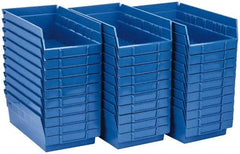 Quantum Storage - 50 Lb. Load Capacity, 11-5/8" Deep, Blue Polypropylene Hopper Shelf Bin - 4" High x 6-5/8" Wide x 11-5/8" Long - Americas Industrial Supply