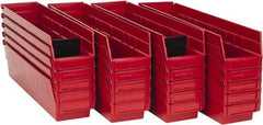 Quantum Storage - 50 Lb. Load Capacity, 17-7/8" Deep, Red Polypropylene Hopper Shelf Bin - 4" High x 4-1/8" Wide x 17-7/8" Long - Americas Industrial Supply