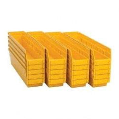 Quantum Storage - 50 Lb. Load Capacity, 17-7/8" Deep, Yellow Polypropylene Hopper Shelf Bin - 4" High x 4-1/8" Wide x 17-7/8" Long - Americas Industrial Supply