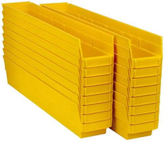 Quantum Storage - 50 Lb. Load Capacity, 23-5/8" Deep, Yellow Polypropylene Hopper Shelf Bin - 4" High x 4-1/8" Wide x 23-5/8" Long - Americas Industrial Supply