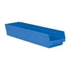 Quantum Storage - 50 Lb. Load Capacity, 23-5/8" Deep, Blue Polypropylene Hopper Shelf Bin - 4" High x 6-5/8" Wide x 23-5/8" Long - Americas Industrial Supply