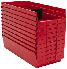 Quantum Storage - 50 Lb. Load Capacity, 17-7/8" Deep, Red Polypropylene Hopper Shelf Bin - 4" High x 8-3/8" Wide x 17-7/8" Long - Americas Industrial Supply