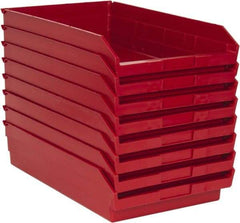 Quantum Storage - 50 Lb. Load Capacity, 17-7/8" Deep, Red Polypropylene Hopper Shelf Bin - 4" High x 11-1/8" Wide x 17-7/8" Long - Americas Industrial Supply