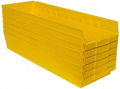 Quantum Storage - 50 Lb. Load Capacity, 23-5/8" Deep, Yellow Polypropylene Hopper Shelf Bin - 4" High x 8-3/8" Wide x 23-5/8" Long - Americas Industrial Supply