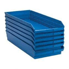 Quantum Storage - 50 Lb. Load Capacity, 23-5/8" Deep, Blue Polypropylene Hopper Shelf Bin - 4" High x 11-1/8" Wide x 23-5/8" Long - Americas Industrial Supply