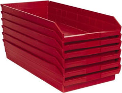 Quantum Storage - 50 Lb. Load Capacity, 23-5/8" Deep, Red Polypropylene Hopper Shelf Bin - 4" High x 11-1/8" Wide x 23-5/8" Long - Americas Industrial Supply