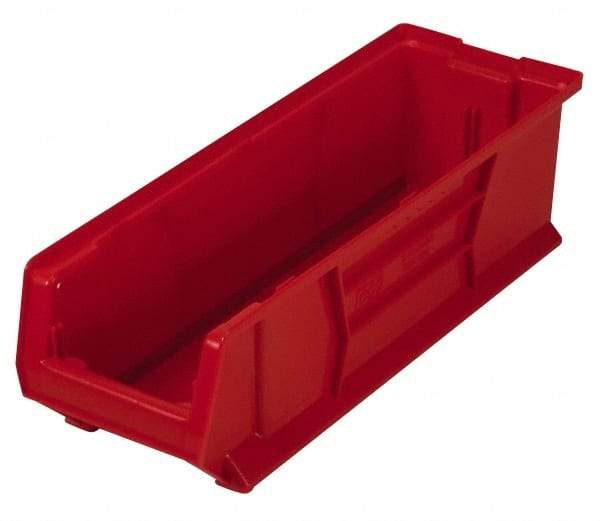 Quantum Storage - 100 Lb. Load Capacity, 23-7/8" Deep, Red Polypropylene Hopper Stacking Bin - 7" High x 8-1/4" Wide x 23-7/8" Long - Americas Industrial Supply