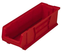 Quantum Storage - 100 Lb. Load Capacity, 23-7/8" Deep, Red Polypropylene Hopper Stacking Bin - 7" High x 8-1/4" Wide x 23-7/8" Long - Americas Industrial Supply